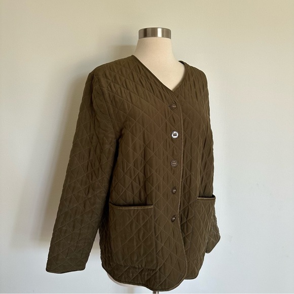 Garnet Hill 100% Silk Quilted Jacket S Green - Picture 1 of 8